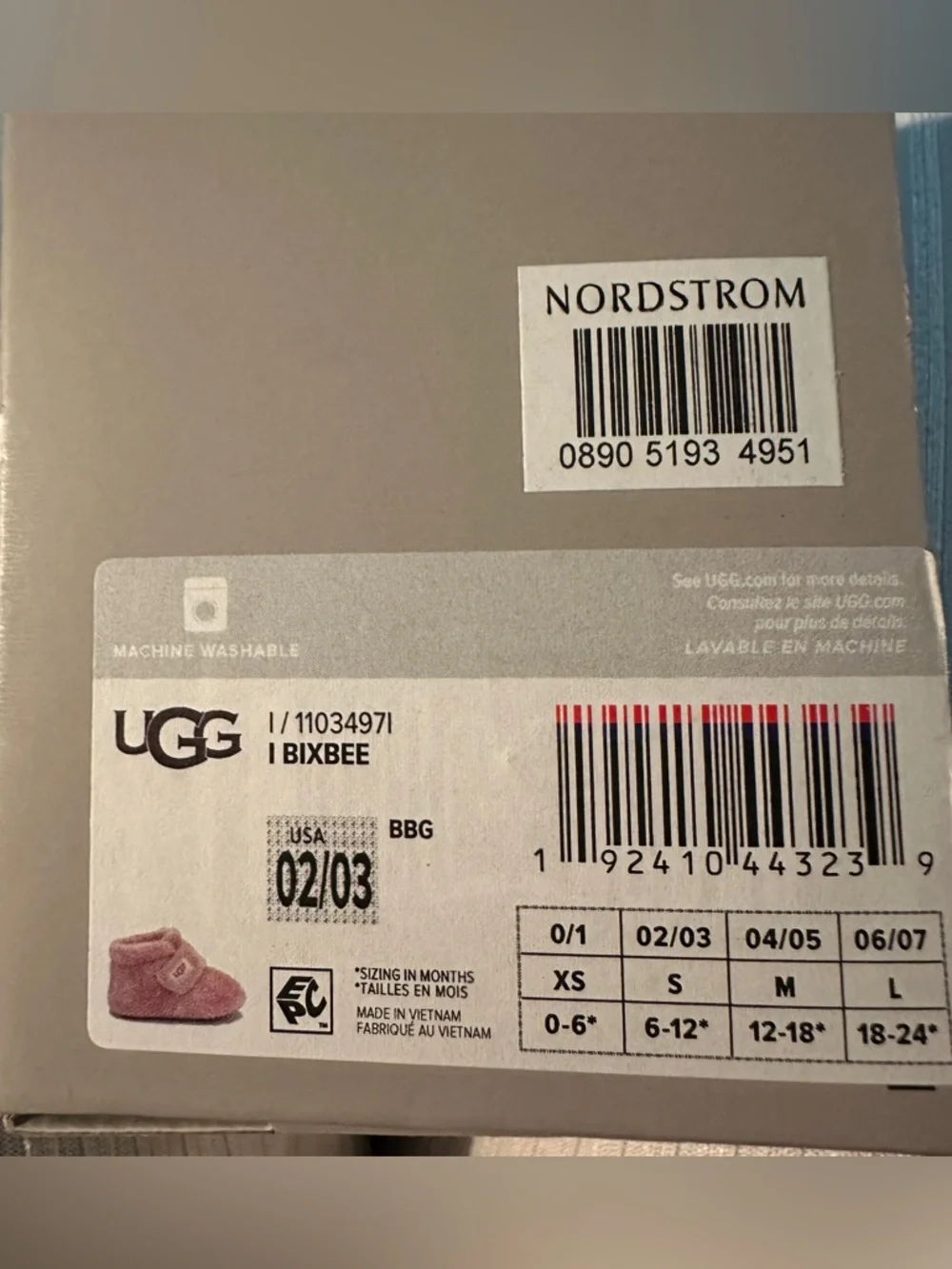 UGG Pink Bixbee Infant Booties – Size 2/3 (6–12 Months)